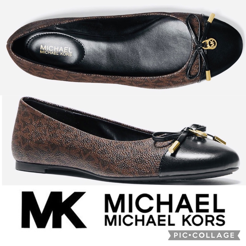 New Authentic MICHAEL Michael Kors Slip-On Brown & Black Ballet Flats Sz 6M